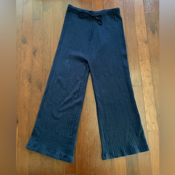 And Now This Brand Womens Navy Wide leg Knit Pants Draw String High Waisted Sz M - Picture 2 of 9